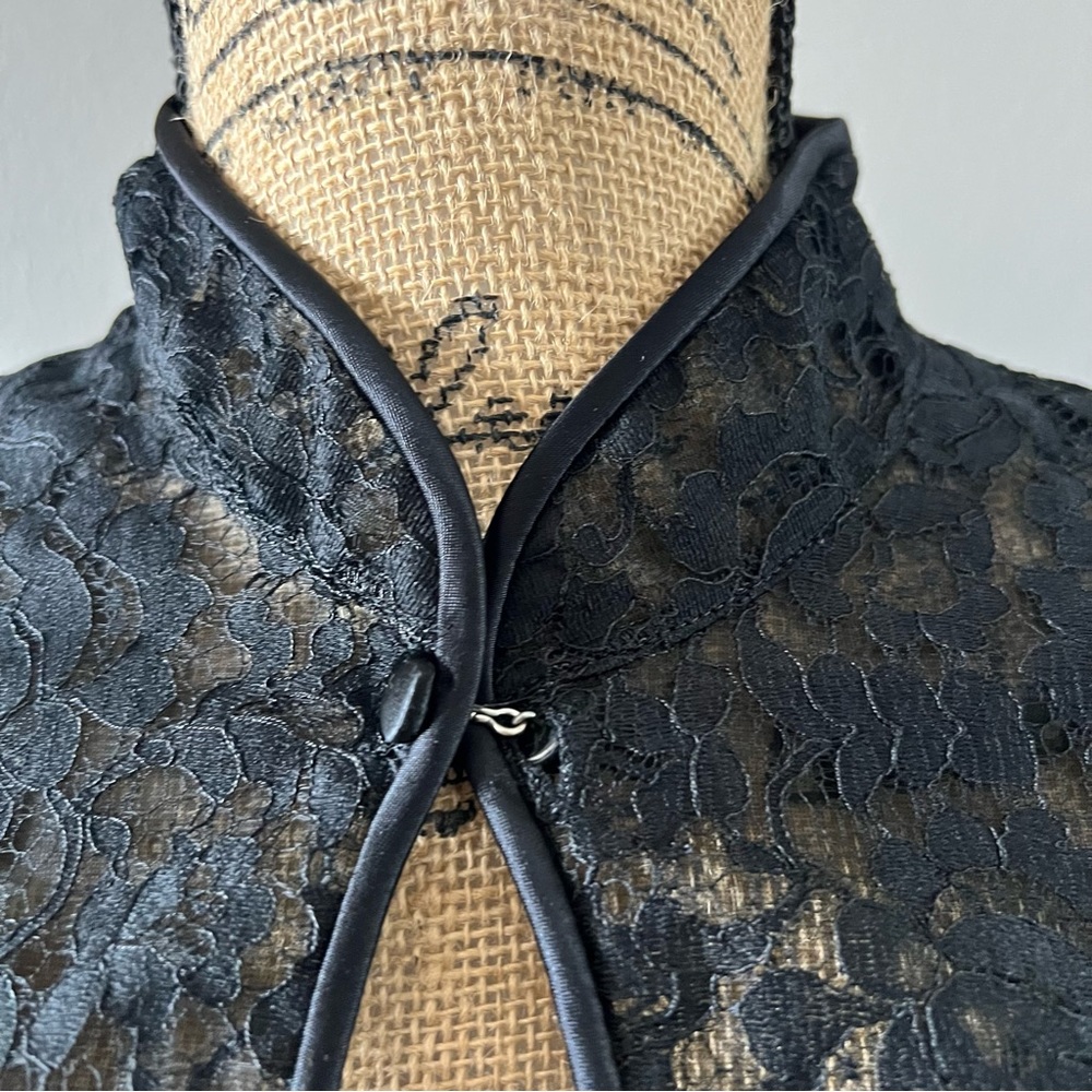 Vintage Gotham Lingerie Black Lace Jacket With Mandarin Collar Size Large - Picture 3 of 8